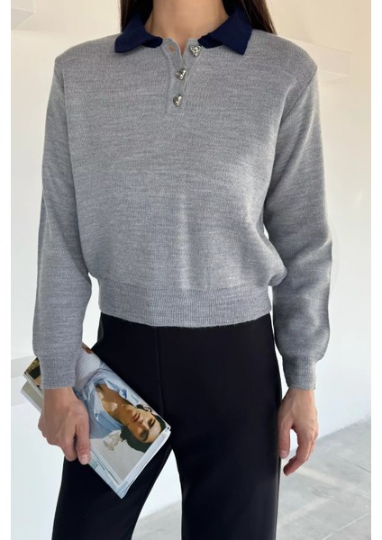 Kadın Yarım Düğmeli Triko Kazak P-00018491 fırsatları