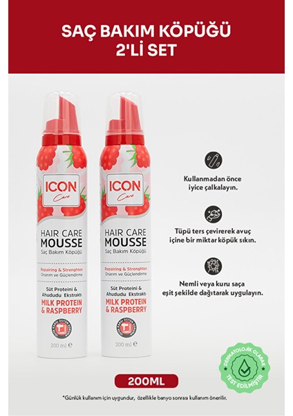 Icon Care Saç Bakım Köpüğü Mılk Proteın & Raspberry 2'li Set fırsatları