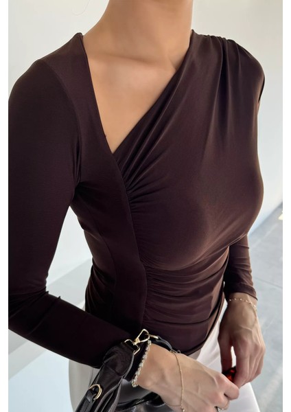 Kadın Drapeli V Yaka Bluz P-00018522 modelleri