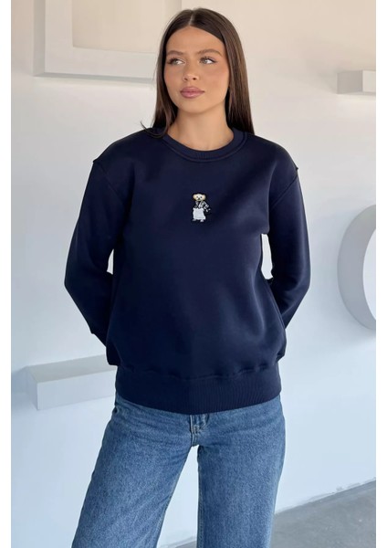 Kadın Nakışlı Üç Iplik Şardonlu Sweatshirt P-00018504