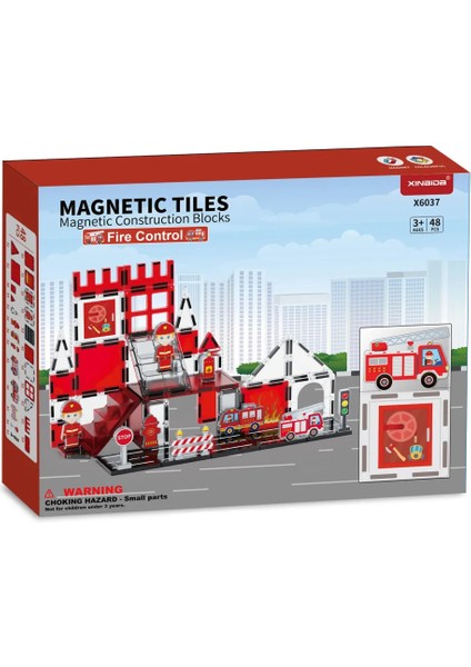 Manyetik Tiles Yangın Kontrol 48 Adet Manyetik Yapı Magnetic Bloklar