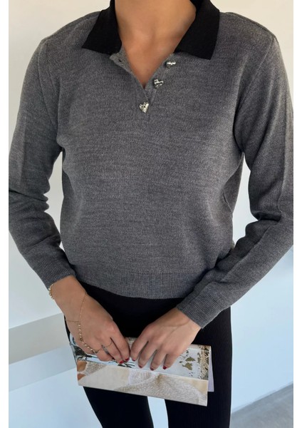 Kadın Yarım Düğmeli Triko Kazak P-00018491 modelleri