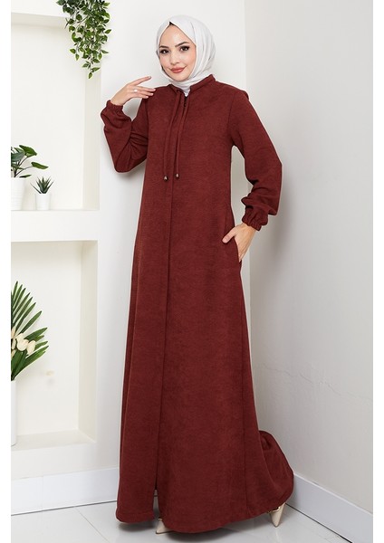 Şönil Gizli Fermuarlı Ferace 1628 - Bordo