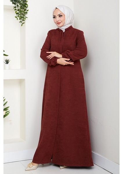 Şönil Gizli Fermuarlı Ferace 1628 - Bordo fırsatları