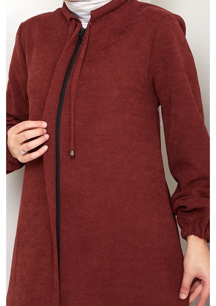 Şönil Gizli Fermuarlı Ferace 1628 - Bordo indirimleri