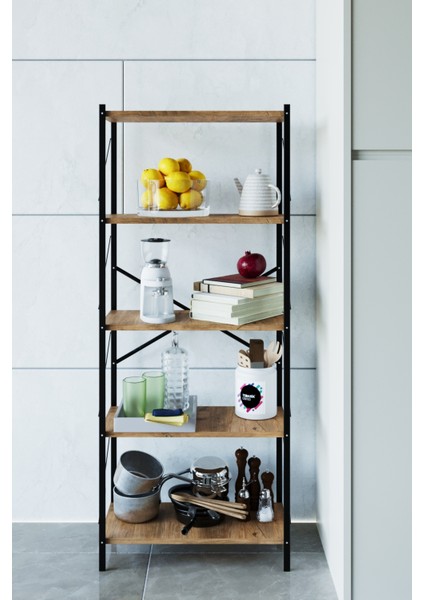 Metal Mutfak Rafı Malzeme Dolabı 5 Raflı Mikrodalga Fırın Rafı Çok Amaçlı Dolap Raf 150 cm Ceviz fiyatları