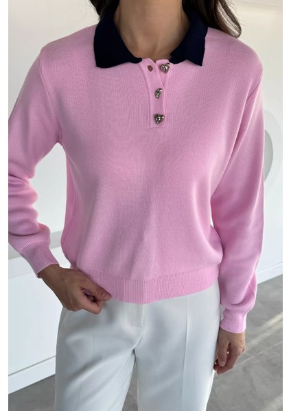 Kadın Yarım Düğmeli Triko Kazak P-00018491 fiyatları
