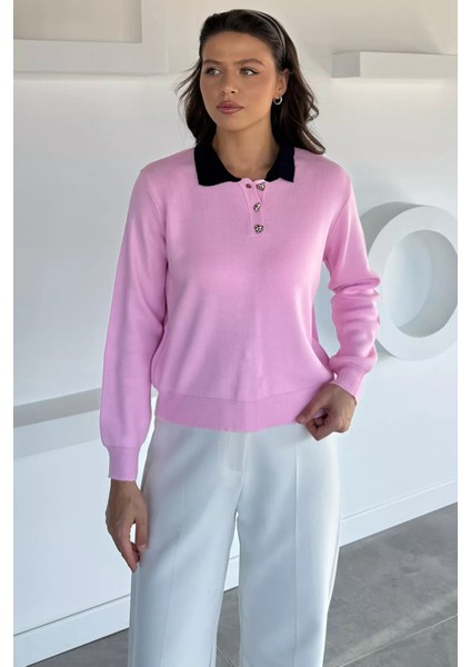 Kadın Yarım Düğmeli Triko Kazak P-00018491 modelleri