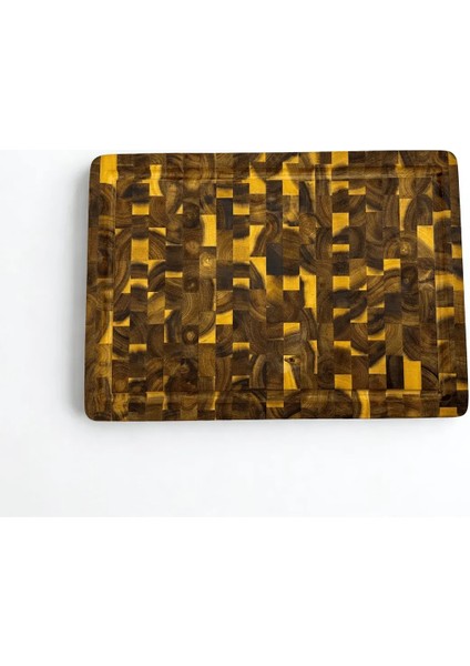 Akasya Kesme Tahtası Xlarge Boy Endgraın 40X32X3 cm Masif Ahşap Doğrama Tahtası Sunum Tahtası