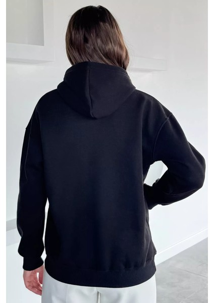 Kadın Kapüşonlu Kanguru Cepli Üç Iplik Şardonlu Sweatshirt P-00018483 fırsatları