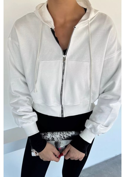 Kadın Ön Fermuarlı Kapüşonlu Çift Cepli Sweatshirt P-00018513 fiyatları