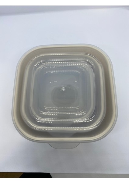 Şeffaf Kapaklı 3'lü Saklama Kabı , Kare Kase Seti