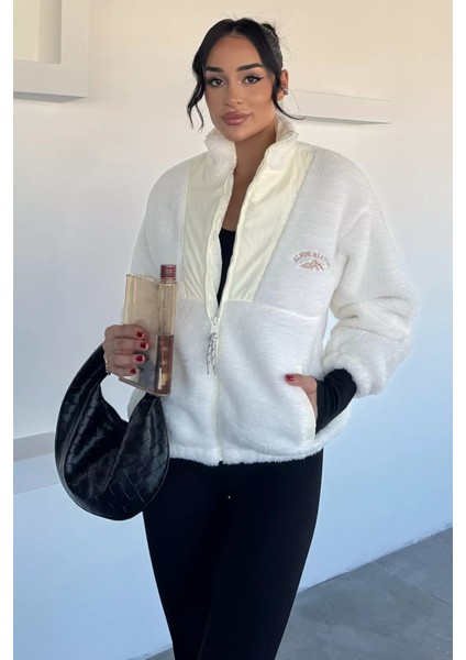 Kadın Renk Garnili Astarlı Peluş Mont P-00018500