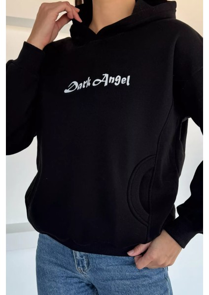 Kadın Kapüşonlu Kanguru Cepli Baskılı Üç Iplik Şardonlu Sweatshirt P-00018480 fiyatları