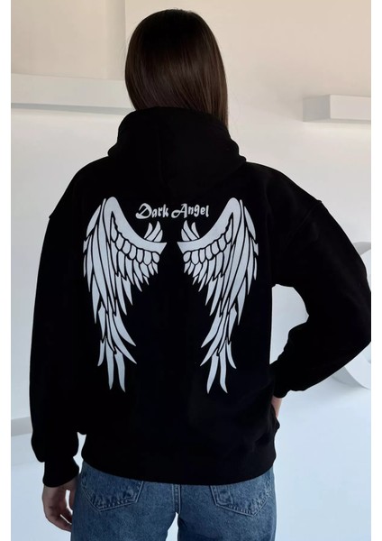 Kadın Kapüşonlu Kanguru Cepli Baskılı Üç Iplik Şardonlu Sweatshirt P-00018480 fırsatları