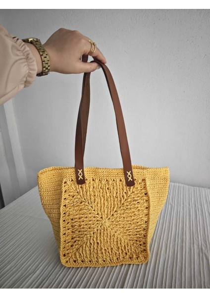 Sunny Breeze El Yapımı Hasır Görünümlü Örgü Çanta