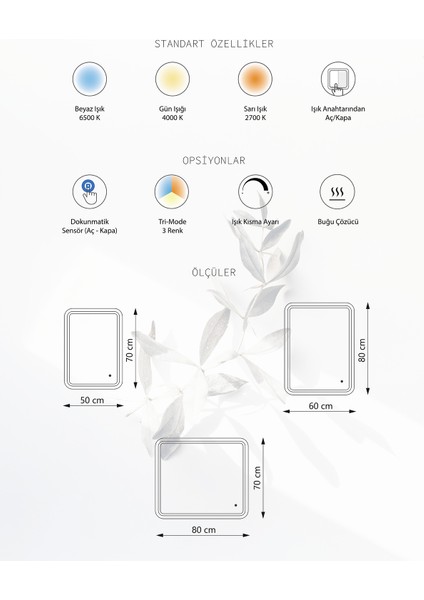 - Ibiza LED Aydınlatmalı Ayna - Tri-Color + Dimmer + Defogger fiyatları