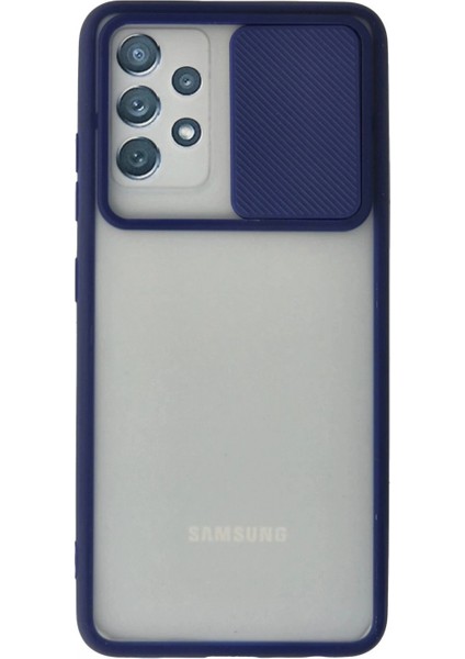 Samsung Galaxy A72 Kılıf Palm Buzlu Kamera Sürgülü Silikon - Lacivert