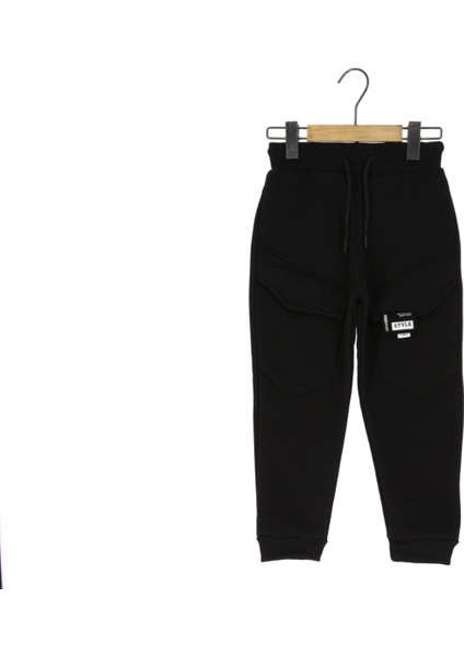 Style Armalı Cepli Üç Iplik Şardonlu Eşofman Alt - Siyah - 3 Yaş Siyah