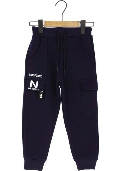 You Found Baskılı Cepli Üç Iplik Şardonlu Eşofman Alt - Lacivert - 3 Yaş Lacivert