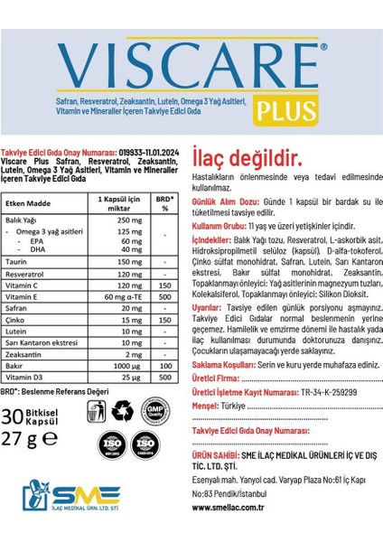 VISCARE PLUS 30 KAPSUL fırsatları