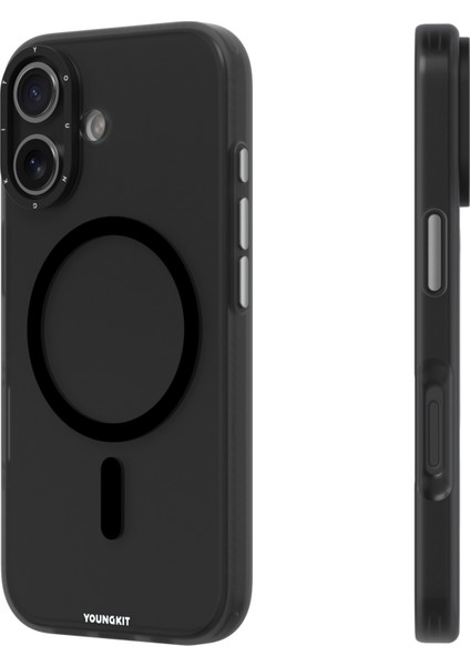 iPhone 17 Uyumlu Kılıf M-Safe Şarj Özellikli Youngkit Hidden Sand Serisi Kapak Siyah