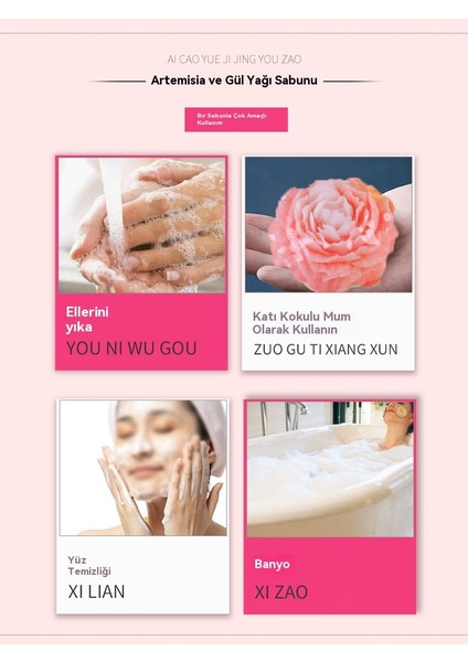 Çim Gül Yağı Sabunu, Bitkisel Kokulu Sabun, Vücut Sabunu, Saf El Yapımı Yağlı Sabun (Yurt Dışından) modelleri