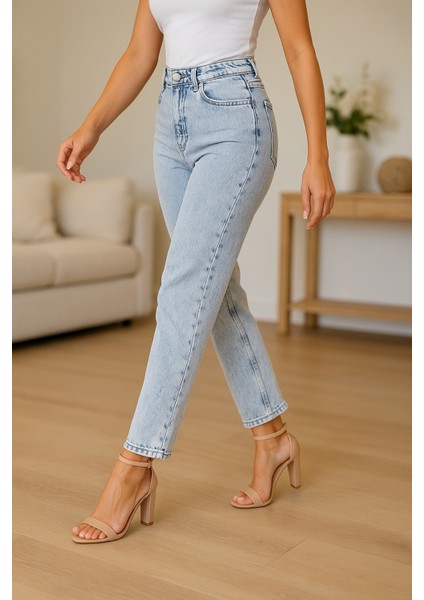 Kadın Yüksek Bel Soho Boyfriend Jean C599 fırsatları