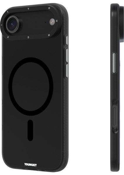 iPhone 17 Air Uyumlu Kılıf M-Safe Şarj Özellikli Youngkit Hidden Sand Serisi Kapak Siyah