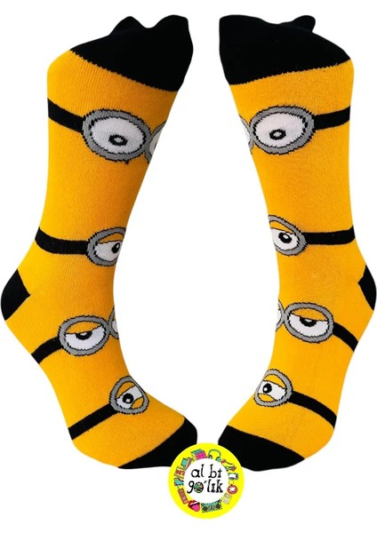 MİNİON RUSH ÇİZGİ FİLM Karakter Desenli Pamuklu Soket Çorap