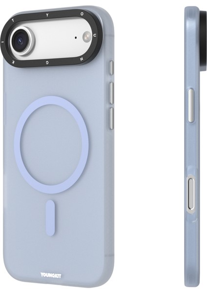 iPhone 17 Air Uyumlu Kılıf M-Safe Şarj Özellikli Youngkit Hidden Sand Serisi Kapak Mavi