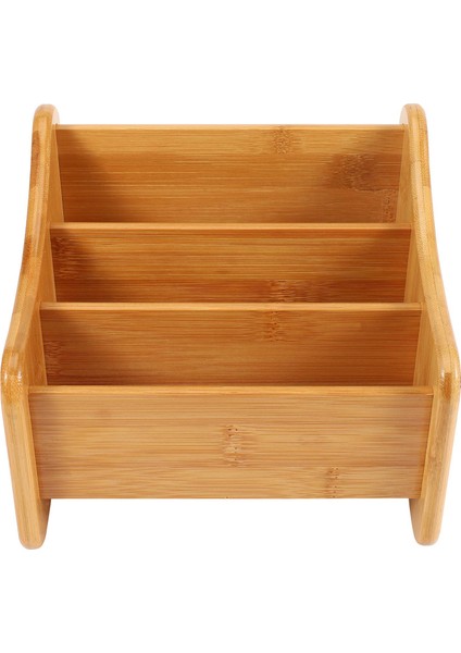 Ahşap Masa Organizatörü Bambu Uzaktan Kumanda Tutucu Caddy Depolama Konteyneri Kalem Kalem Telefonu Gözlükleri Ofisi Için 3 Bölmeli (Yurt Dışından)