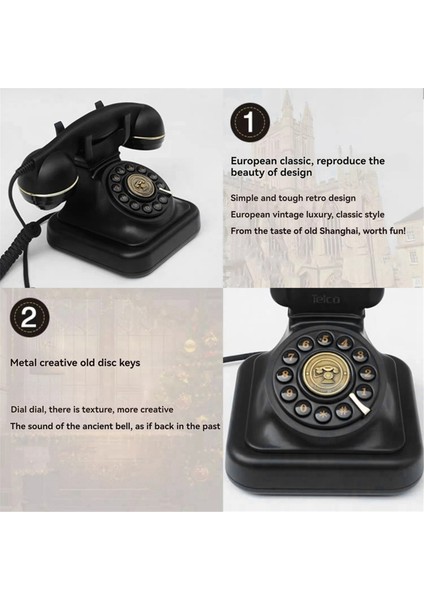 Retro Style Kablolu Dial Tone Plug-In Home Sabit Siyasal Hat Antik Avrupa Ofis Telefon Moda Dekorasyonu Siyah (Yurt Dışından) indirimleri