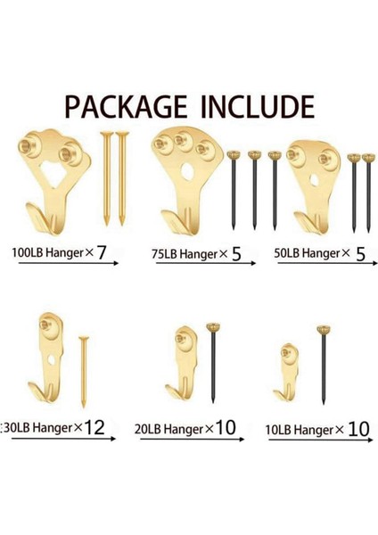 120PCS Resim Asma Kiti, Resim Askıları Çeşitli Kit Ağır Duvar Kancaları, Tuval, Ofis Resimleri, Saat Için (Yurt Dışından) fiyatları