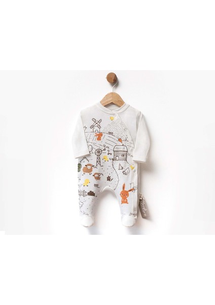 Hayvan Baskılı Tulum - Atabay - FLE252397 - Ekru - 1 - 3 Ay - FLE252397-EKRU-1 - 3 Ay Ekru