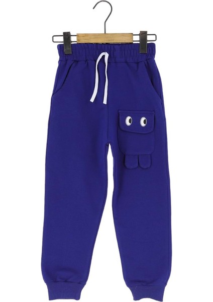 Göz Nakışlı Cepli Iki Iplik Şardonlu Eşofman Alt - Saks - 2 Yaş - ATA30660.0-SAKS-2 Yaş Saks