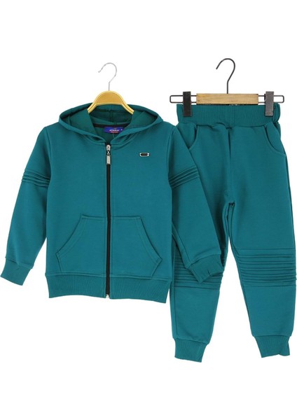 Kapüşonlu Armalı Diz Detaylı Iki Iplik Eşofman Takım - Petrol Yeşili - 1 Yaş - ATA30594.0-PETROL Yeşili-1 Yaş Petrol Yeşili