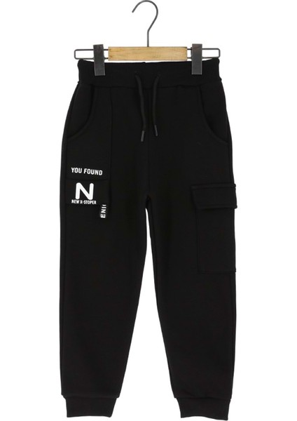 You Found Baskılı Cepli Üç Iplik Şardonlu Eşofman Alt - Siyah - 5 Yaş Siyah