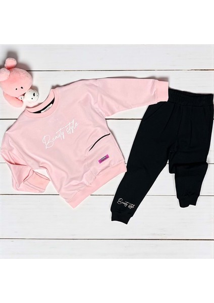 Beauty Baskılı Kız Eşofman Takım - Pembe - 5 Yaş Pembe