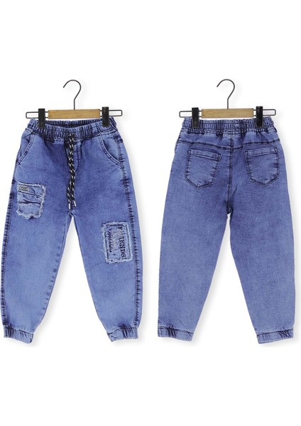 Dikiş Detaylı Lastikli Denım Pantolon - Lacivert - 3 Yaş Lacivert