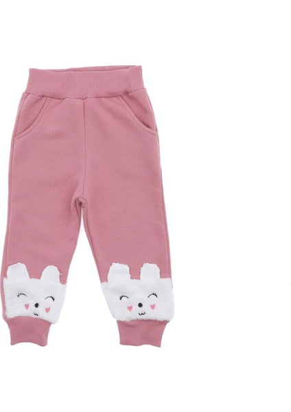 Paça Wefsoft Kedi Nakışlı Üç Iplik Şardonlu Eşofman Alt - Gül Kurusu - 5 - 6 Yaş Gül Kurusu