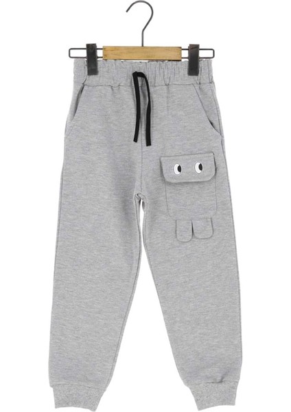 Göz Nakışlı Cepli Iki Iplik Şardonlu Eşofman Alt - Gri - 3 Yaş - ATA30660.0-GRI-3 Yaş Gri