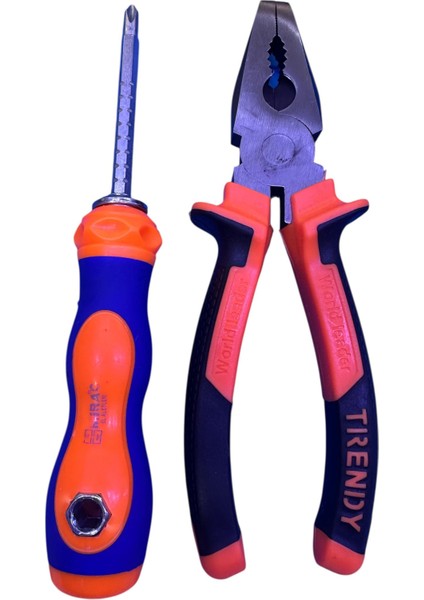 Profesyonel Pense Çok Amaçlı Çift Uçlu Tornavida Seti | Yıldız & Düz Uç | Ergonomik Sap fiyatları