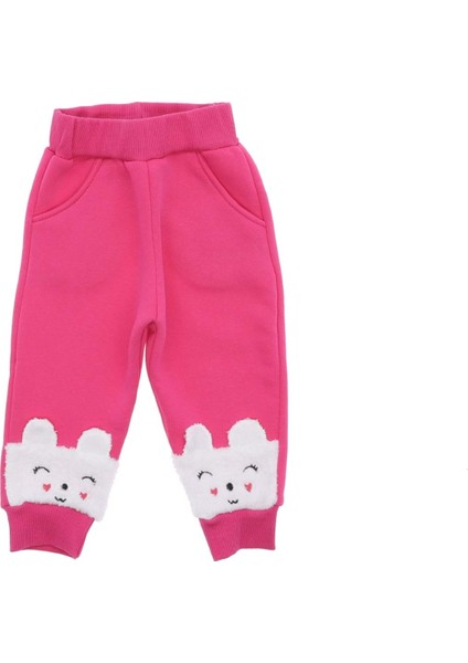 Paça Wefsoft Kedi Nakışlı Üç Iplik Şardonlu Eşofman Alt - Pembe - 5 - 6 Yaş Pembe