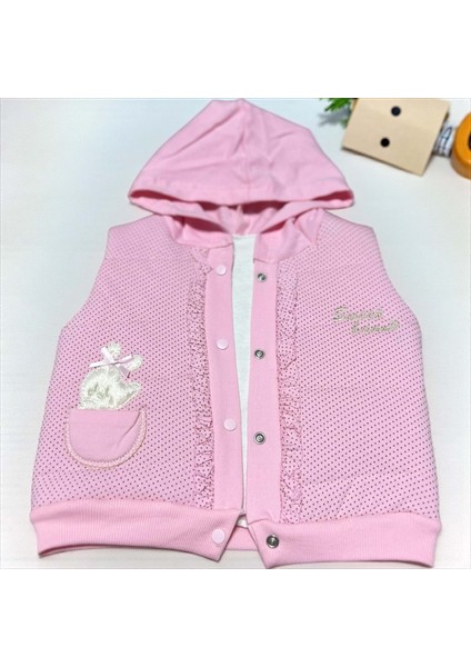 Tavşanlı Kapüşonlu Yelek - Pembe - 18 Ay Pembe