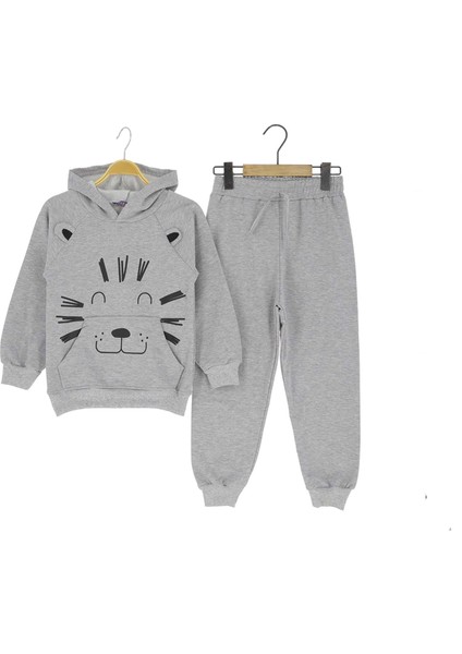 Aslan Baskılı Kapüşonlu Iki Iplik Şardonlu Eşofman Takım - Atabay - ATA30682.0 - Gri - 7 Yaş - ATA30682.0-GRI-7 Yaş Gri