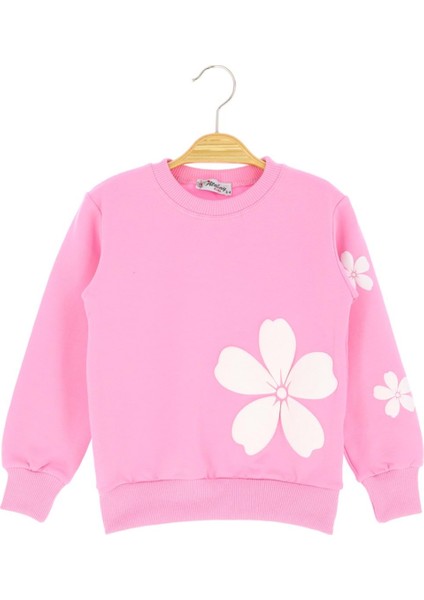 Çiçek Baskılı Iki Iplik Şardonlu Sweatshırt - Pembe - 4 Yaş - ERL50684.0-PEMBE-4 Yaş Pembe
