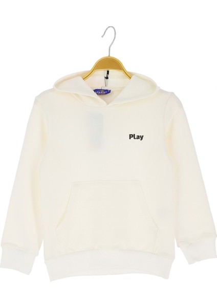 Şerit Kapüşonlu Play Baskılı Iki Iplik Şardonsuz Sweatshırt - Krem - 3 Yaş - ATA30735.0-KREM-3 Yaş Krem