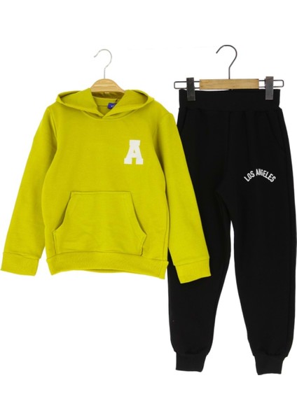 A Baskılı Kapüşonlu Iki Iplik Şardonsuz Eşofman Takım - Yeşil - 3 Yaş - ATA30724.0-YEŞIL-3 Yaş Yeşil