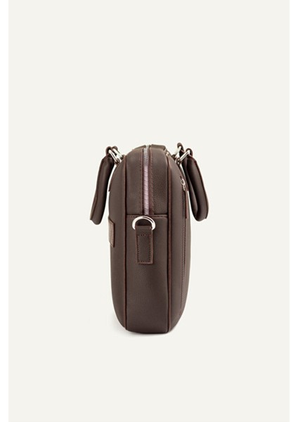 Unisex Vegan Deri Laptop Bölmeli 15,6 Inç Dik Fermuarlı Evrak Çantası fırsatları